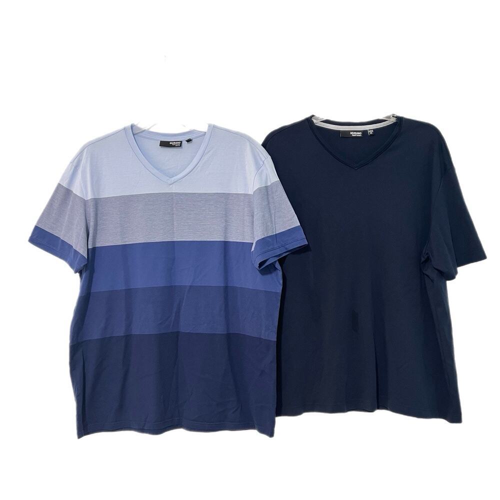 Murano Liquid Luxury Lot of 2 TeeShirts XL V Neck Quiet Luxury Preppy Minimalist
